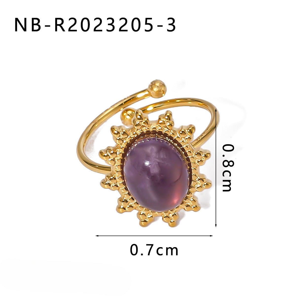 Wholesale Stainless Steel Ring Inlaid Natural Stone Open Adjustable Rings ACC-RS-XinY016