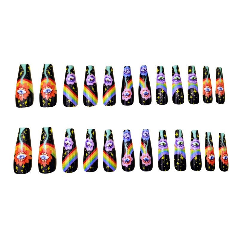 Wholesale 24 Pieces/box Rainbow Devil Eye Nails Kits Nail Stickers ACC-NS-Qianx003