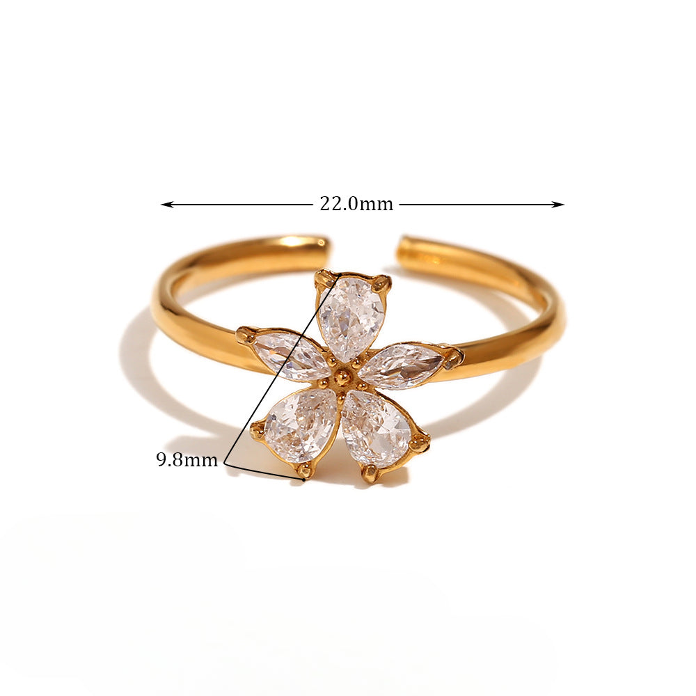 Wholesale Stainless Steel Rings 18K Gold Plated Rings Micro Inlaid Zircon Open Ring ACC-RS-MengJia007