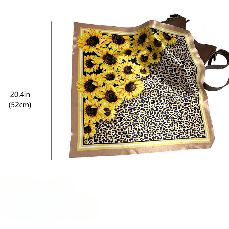 Wholesale Sunflower Leopard Print Polyester Square Scarf Silk Scarf ACC-SS-HY008