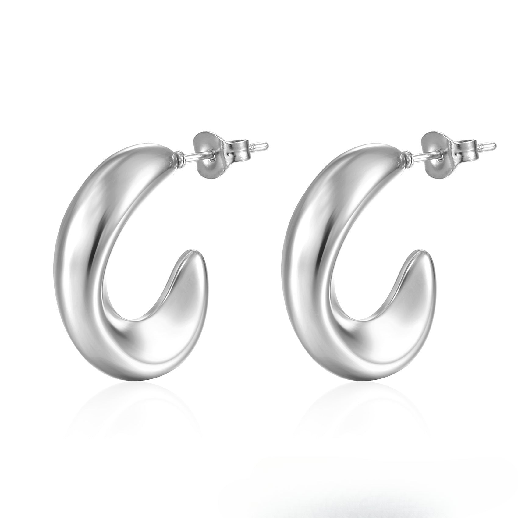 Wholesale 18K Gold Titanium Steel Horn Polished Irregular Earrings ACC-ES-HanLi001