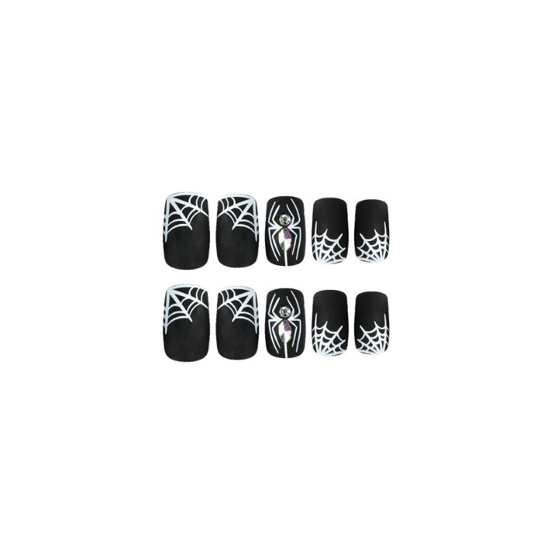 Wholesale 24 Pieces/box Halloween Spider Web Press-on Nails Kits Nail Stickers ACC-NS-LeFan084