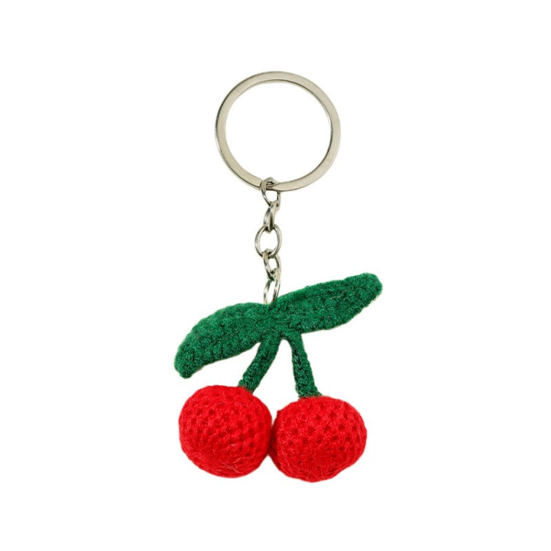 Wholesale Cute Handmade Wool Knitted Cherry Pendant Keychain ACC-KC-RongRui017
