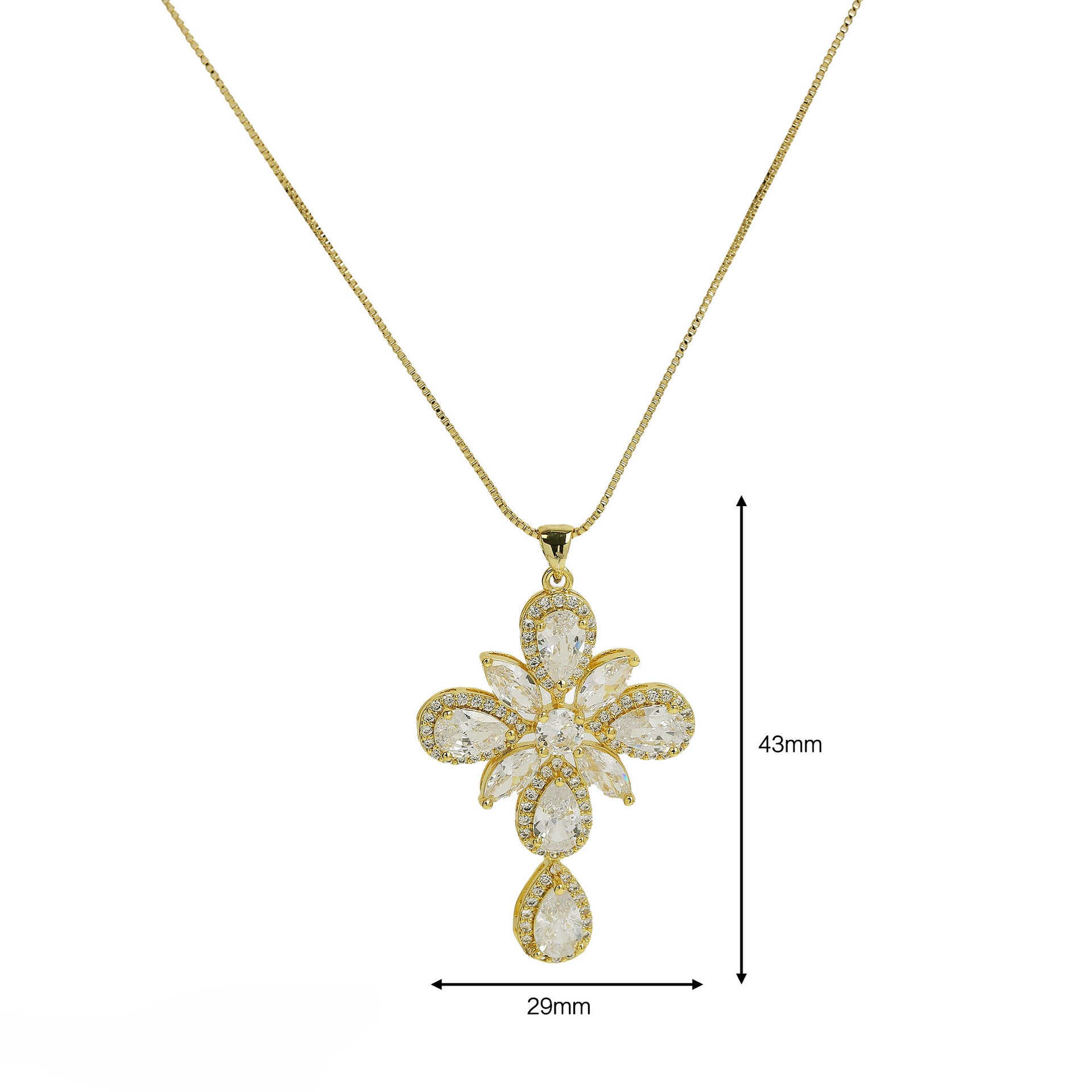 Wholesale 18k Brass Large Zircon Cross Necklaces ACC-NE-BaiYi005