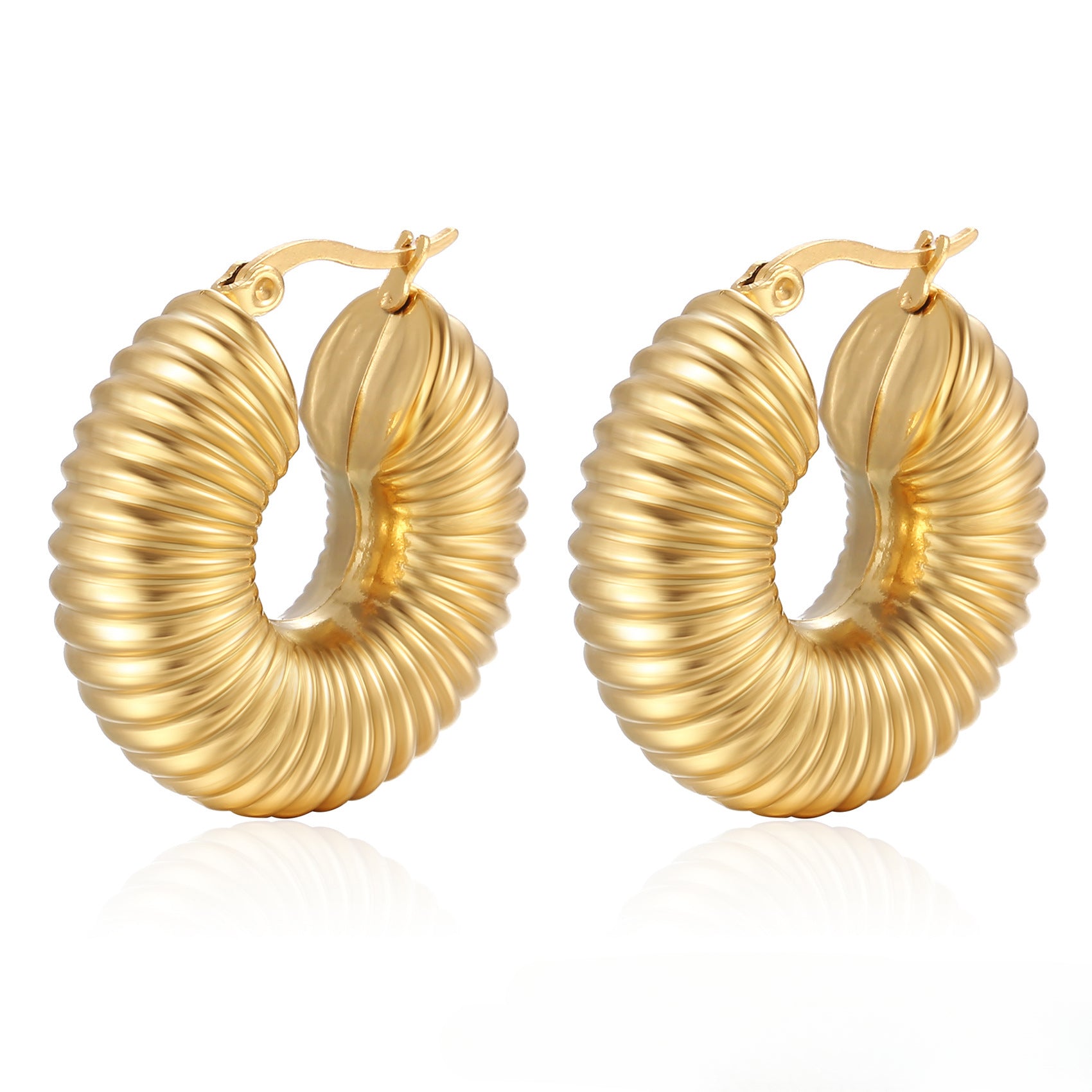 Wholesale 18K Gold Titanium Steel Horn Polished Irregular Earrings ACC-ES-HanLi001