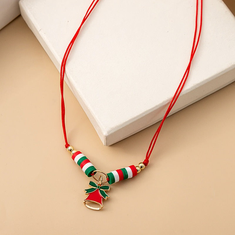 Wholesale Christmas Cute Cartoon Oil Drop Bell Necklace ACC-NE-Tiangao014