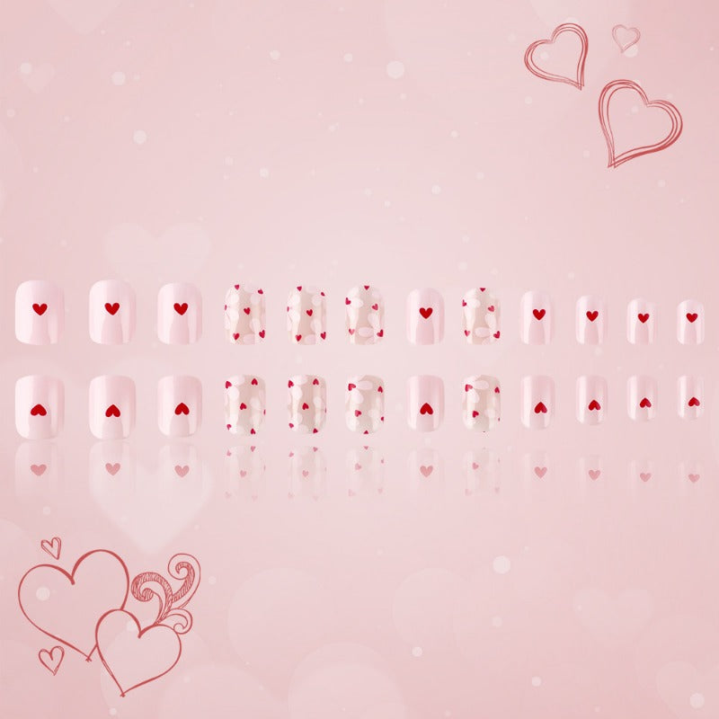 Wholesale 24 Pieces/box Valentine's Day Glossy Love Nails Kits Nail Stickers ACC-NS-MiKe037