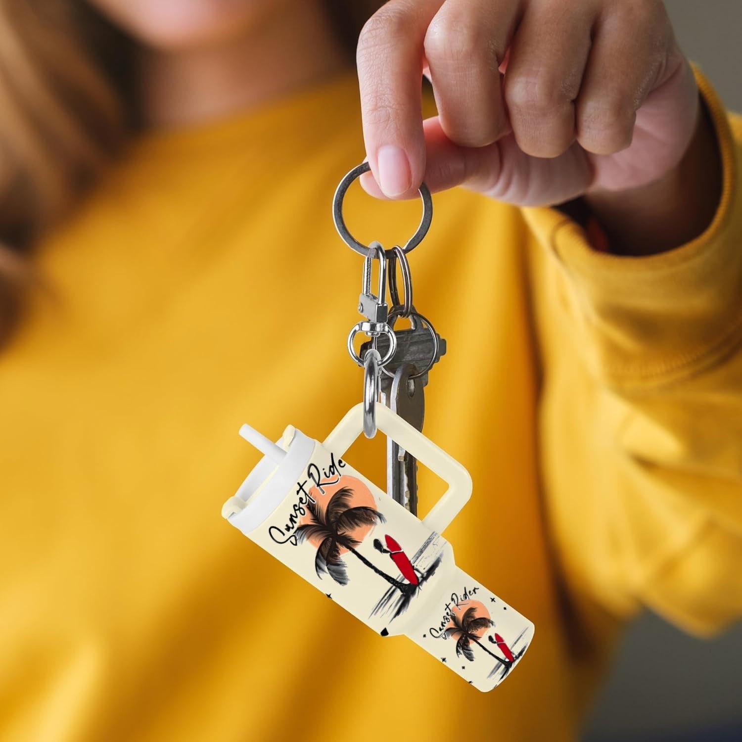 9pcs UV DTF Mini Tumbler Cup Keychain Wraps Lip Balm Holder, Summer Beach Holiday UV DTF Wraps Rub on Transfer Stickers for Women Cup Keychains Accessories, Cute Charms for Handbags and Backpack DIY Gift Cup Sticker Gift