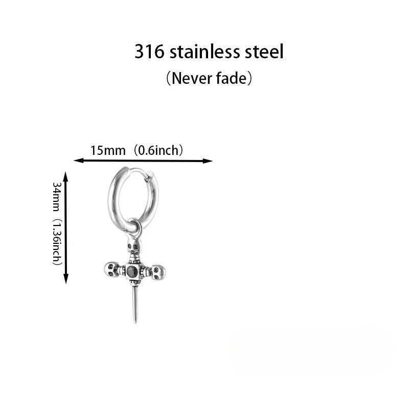 Wholesale Skull Cross Titanium Steel Earrings ACC-ES-MingXin002