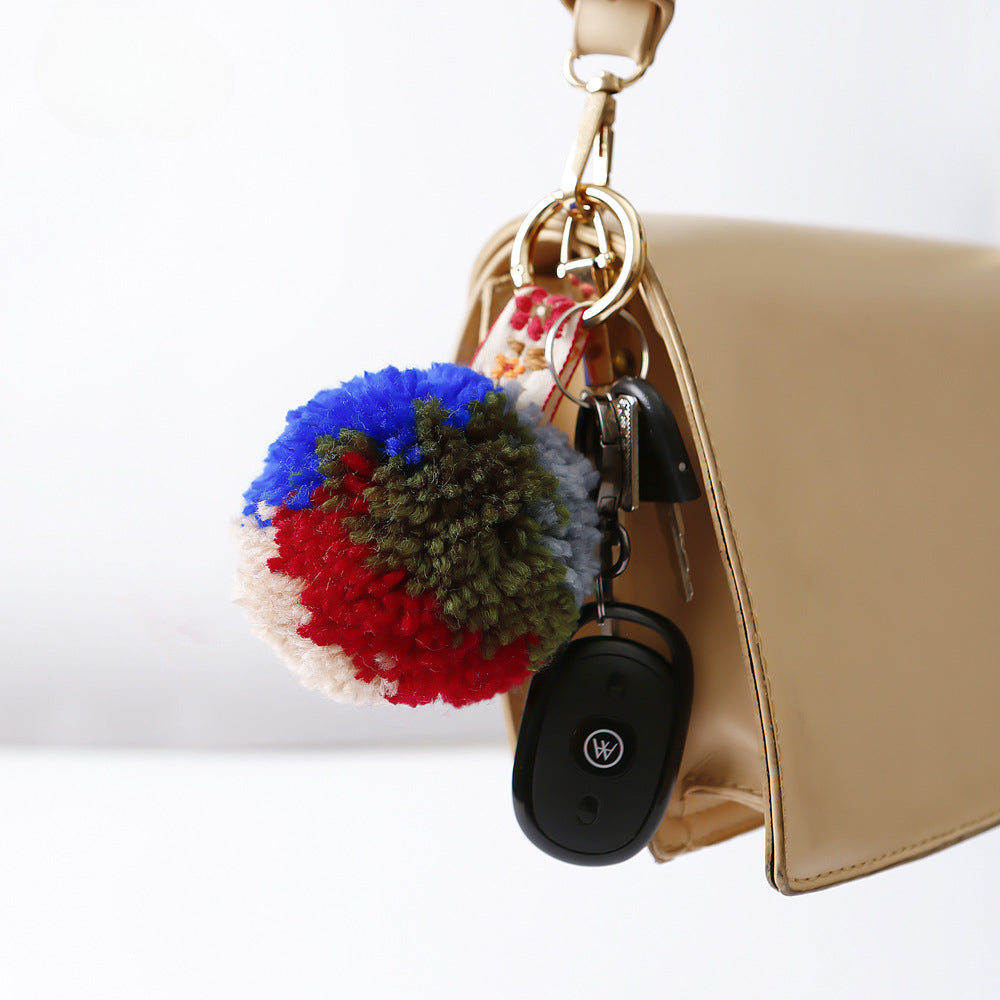 Wholesale Colorful Fur Ball Keychain Bag Pendant Bohemian Pendant Pom Pom ACC-KC-JM007