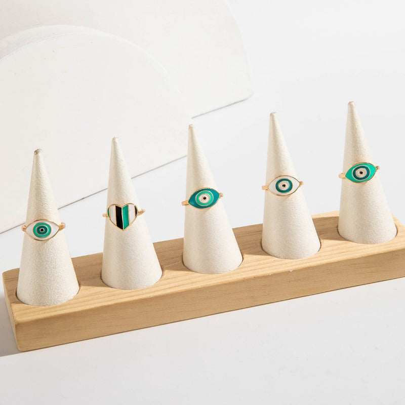 Wholesale Oil Dripping Eyes Love Ring Set Butterfly Joint Ring Seven-piece Set ACC-RS-YongGe009