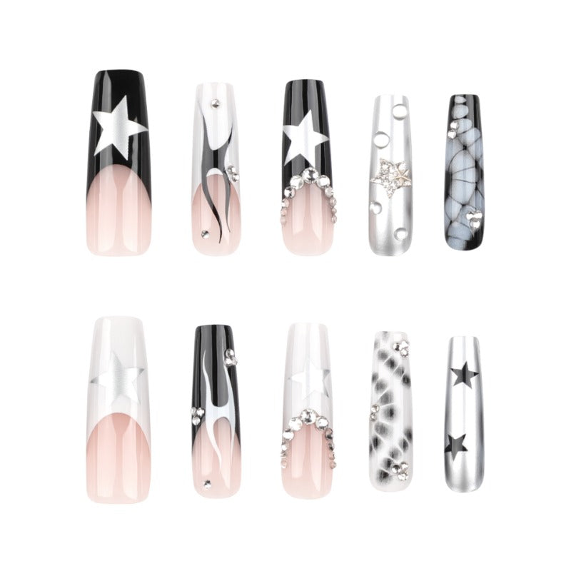 Wholesale 24 Pieces/box Star Fire Press-on Nails Kits Nail Stickers ACC-NS-LeFan119