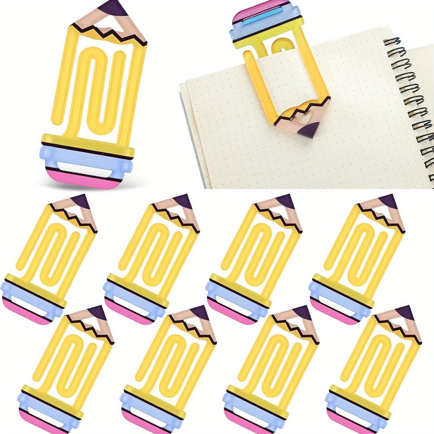 9pcs Jumbo Acrylic Paper Clips Teacher Appreciation Gift 4 Inch Paperclip Bookmark Gift Set for Back to School Office Supplies
