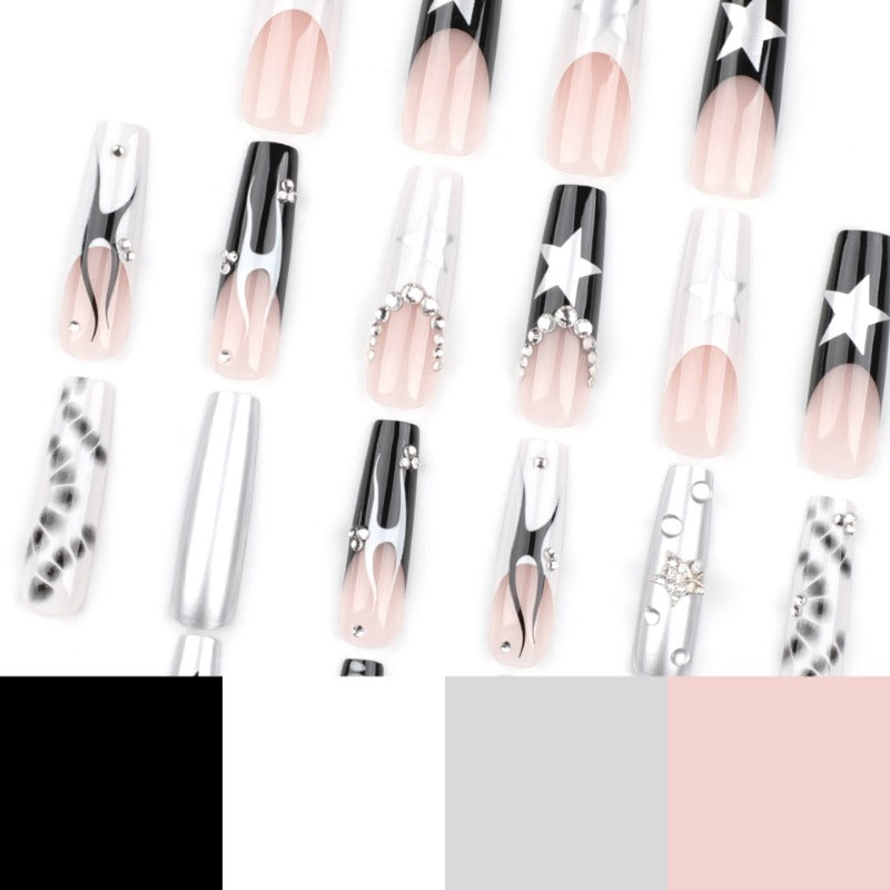 Wholesale 24 Pieces/box Star Fire Press-on Nails Kits Nail Stickers ACC-NS-LeFan119