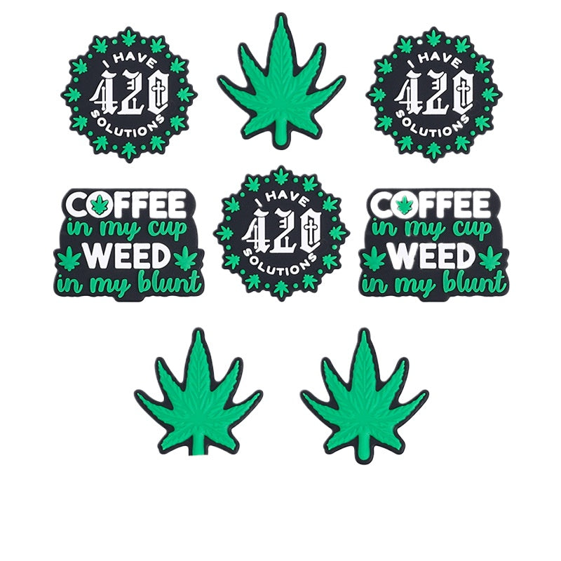 Wholesale 20pcs Green Leaf Silicone Beads Focal Beads DIY Beaded Pen Accessories ACC-BDS-RongFa027