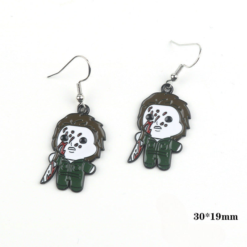 Wholesale Halloween Horror Cartoon Movie Black Plated Pendant Earrings ACC-ES-Fuyu001