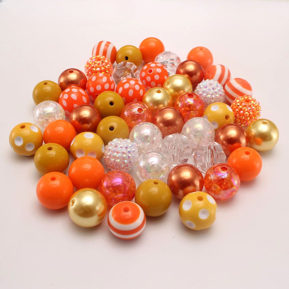 Wholesale 50pcs Mixed Color 20MM Orange Acrylic Bubblegum Beads ACC-BDS-NiJia038
