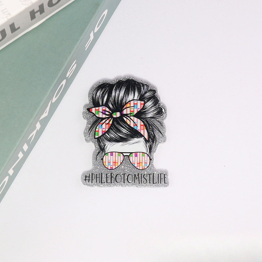 Wholesale 10pcs DIY Flatback Acrylic Flatback Badge Reels Retractable Keychain DIY Accessories ACC-FK-OuYe005