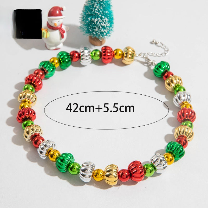 Wholesale Colorful Pumpkin Knotted Beaded Five-Pointed Star Christmas Necklace ACC-NE-YongGe013