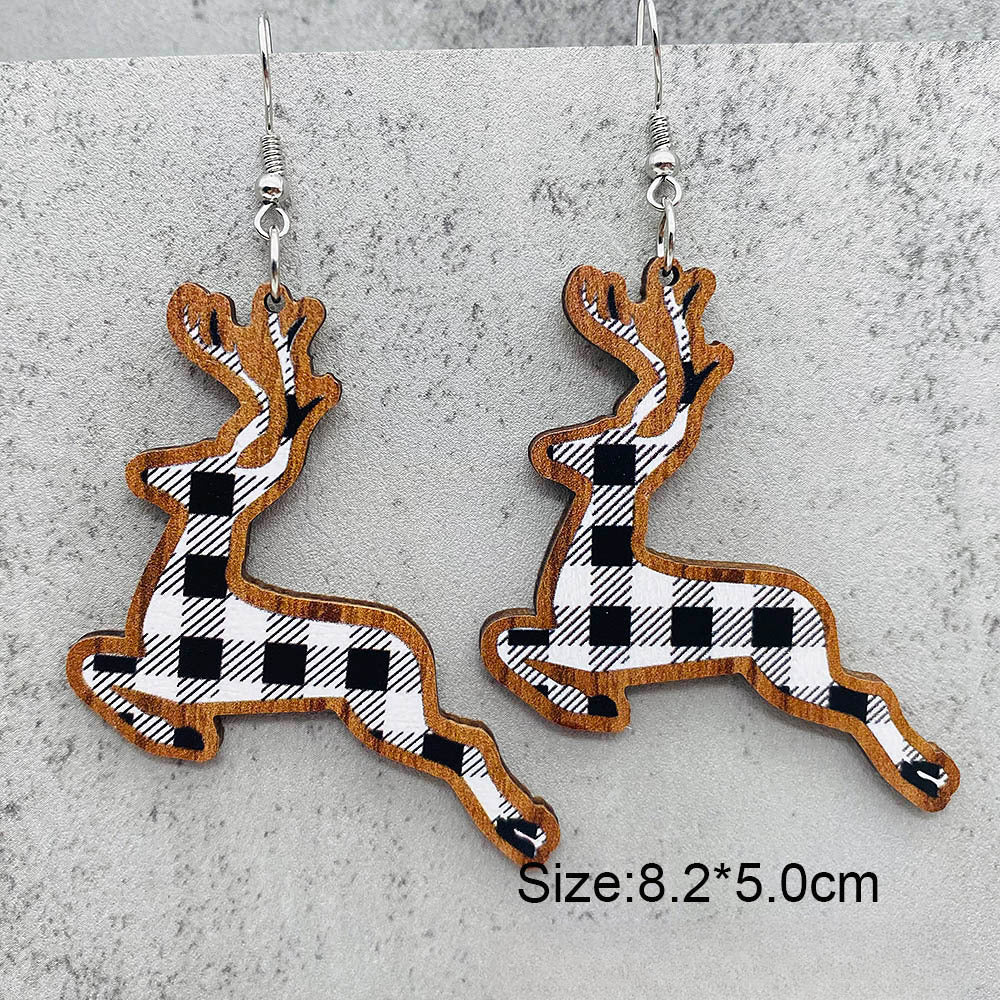Wholesale Christmas Santa Claus Christmas Stocking Elk Wood Earrings ACC-ES-ChenY055