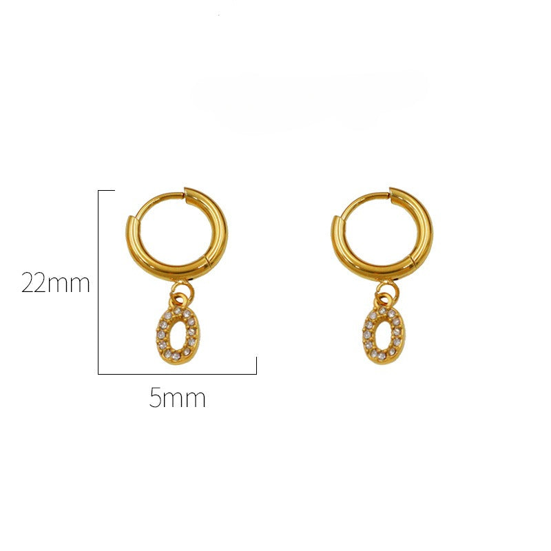 Wholesale Titanium Steel Zirconia Diamond Number Earrings ACC-ES-XuanKa001