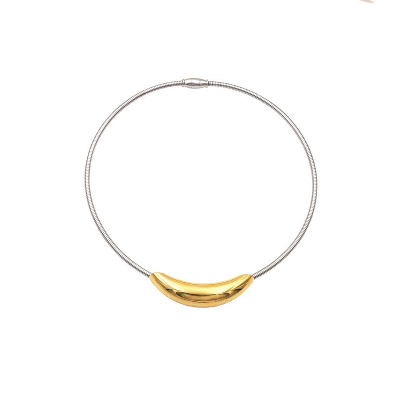 Wholesale Non-fading Ring-shaped Round Tube Titanium Steel Necklaces ACC-NE-XuanKa002