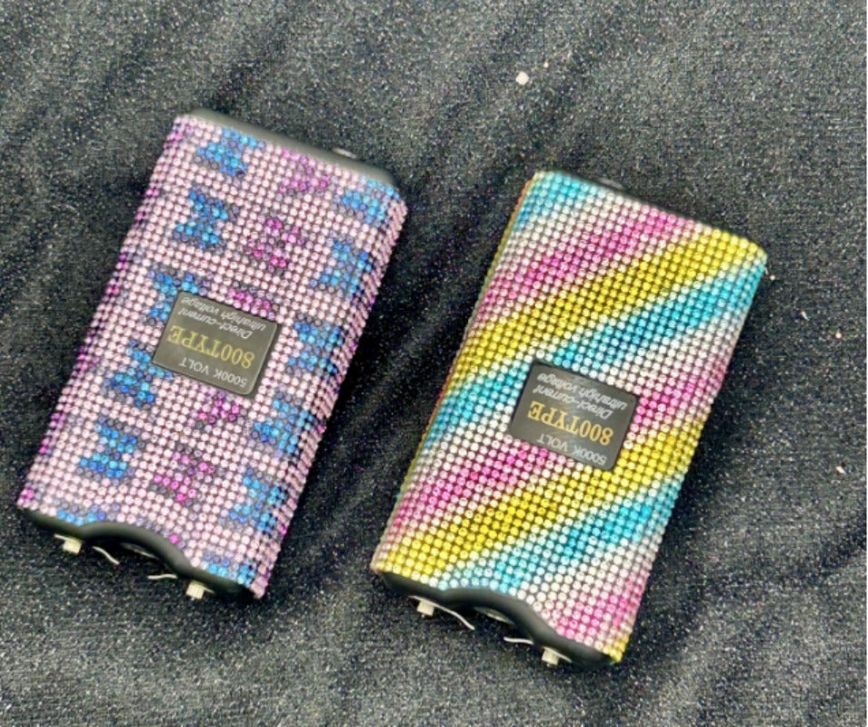 Wholesale 2pcs/set Colorful Butterfly Leopard Print Sunflower Rhinestone Flashlight Plastic Keychain ACCHW-KC-ZhiYa007