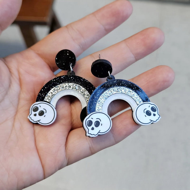 Wholesale Halloween Skull Pumpkin Rainbow Acrylic Earrings ACC-ES-XP019