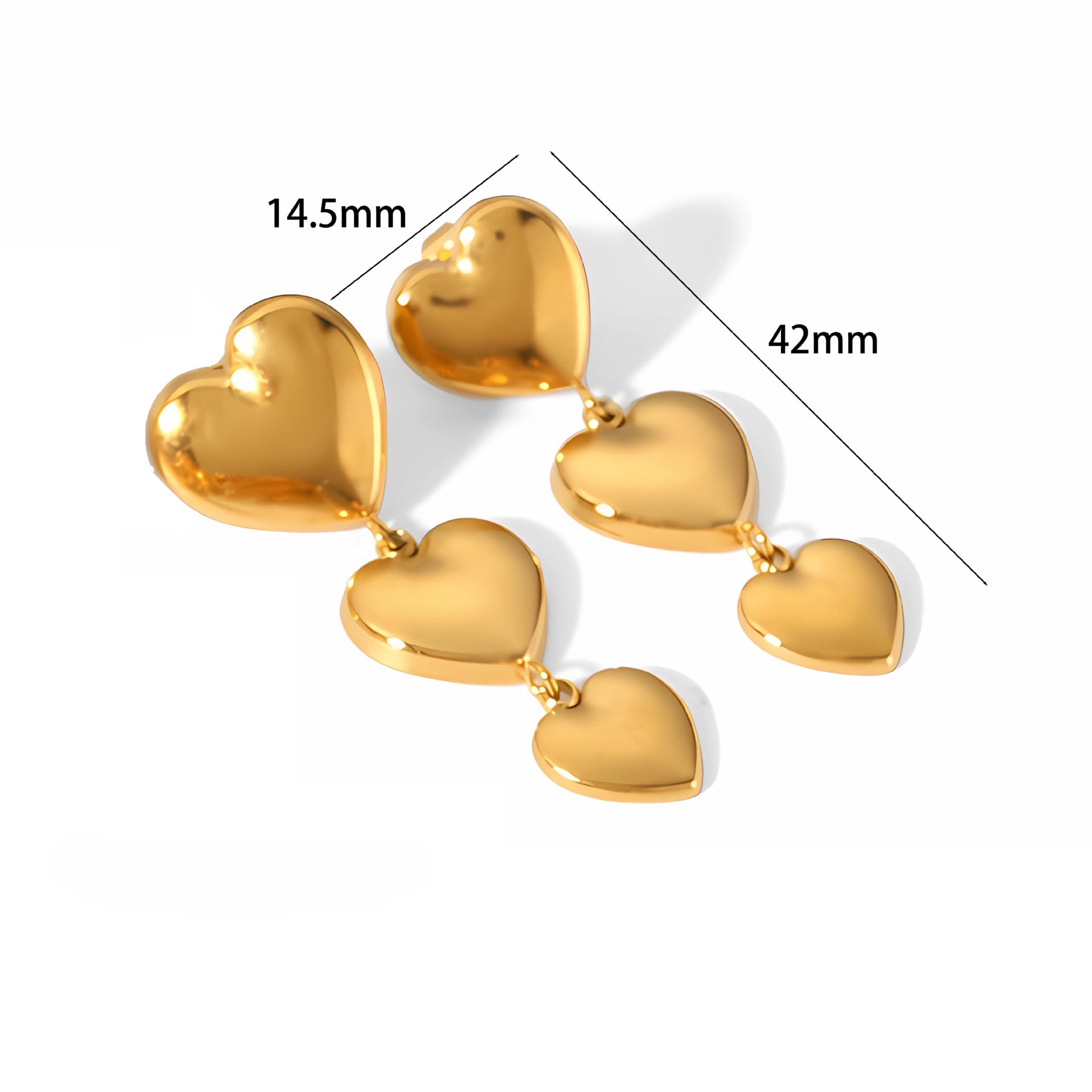 Wholesale Love Stainless Steel Earrings Heart Shaped 18k Gold Plated Earrings Ear Studs ACC-ES-LiQuan005