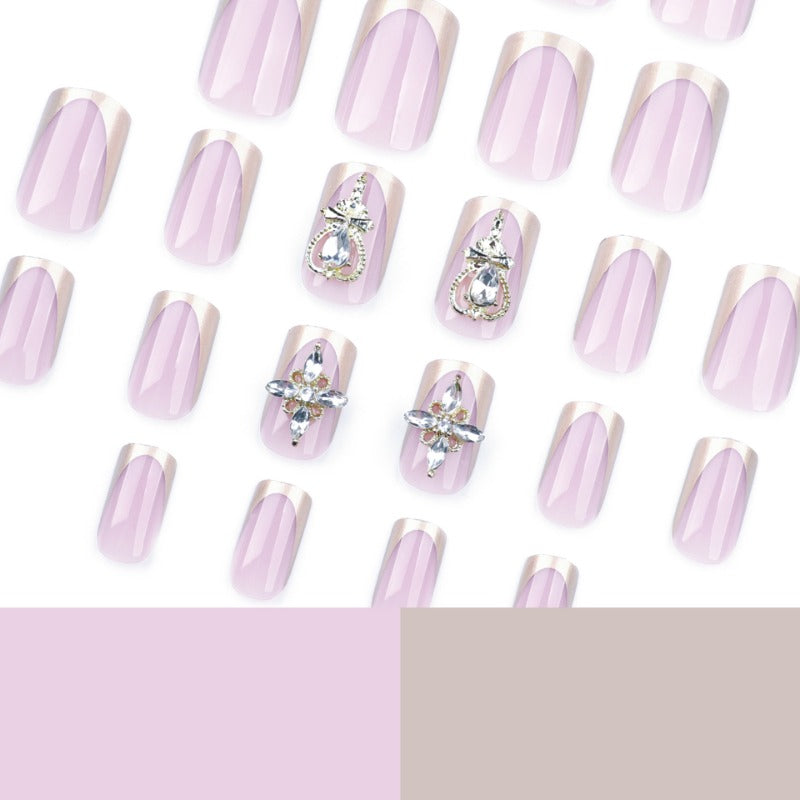 Wholesale 24 Pieces/box Gold Heart Diamond Nails Kits Nail Stickers ACC-NS-LeFan260