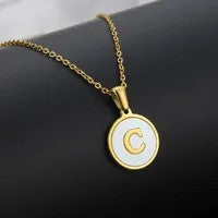 Wholesale Titanium Steel Necklace Round Shell Letter Necklace ACC-NE-BaiTian005