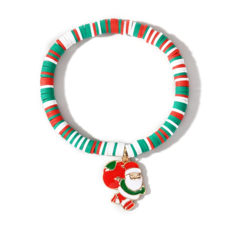 Wholesale Christmas Alphabet Apple Copper Beads Ceramic Beaded Bracelet Set ACC-BT- GWL001