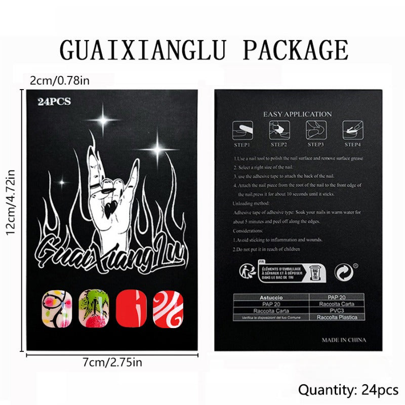 Wholesale 24 Pieces/box Christmas Cute Green Monster Nails Kits Nail Stickers ACCVIP-NS-GuaiXL001