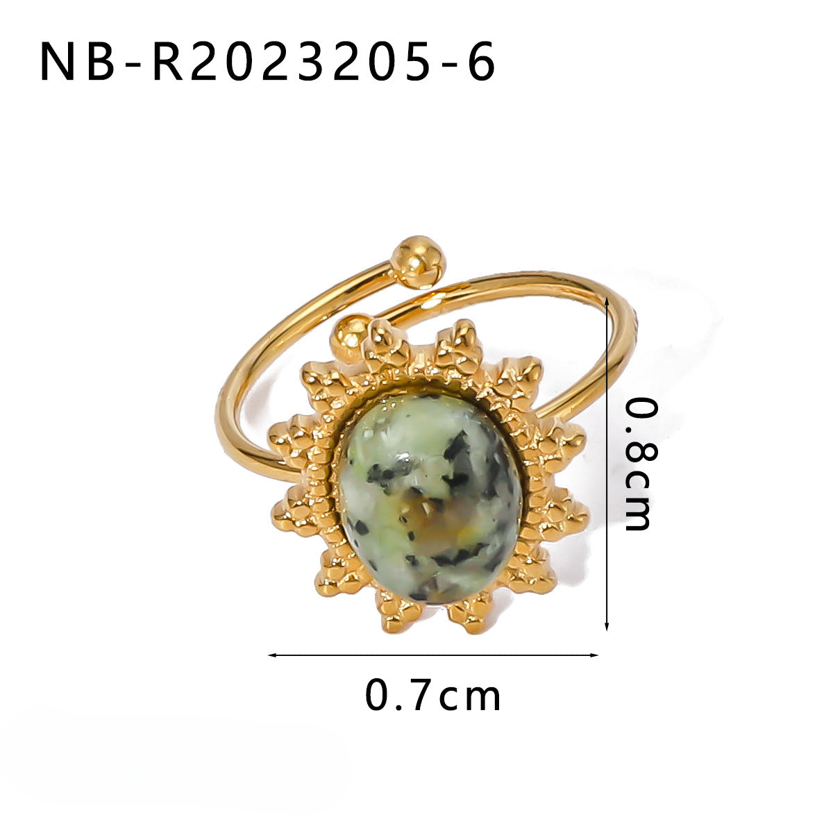 Wholesale Stainless Steel Ring Inlaid Natural Stone Open Adjustable Rings ACC-RS-XinY016