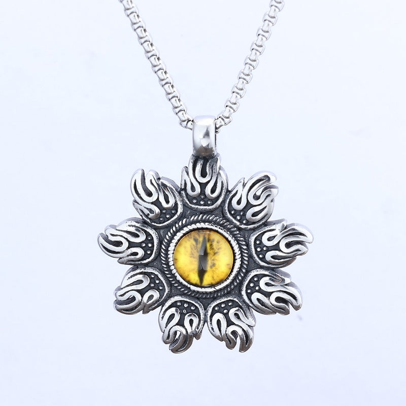 Wholesale Sun Yellow Eyes Blue Eyes No Fading Stainless Steel Necklace ACC-NE-Moer002