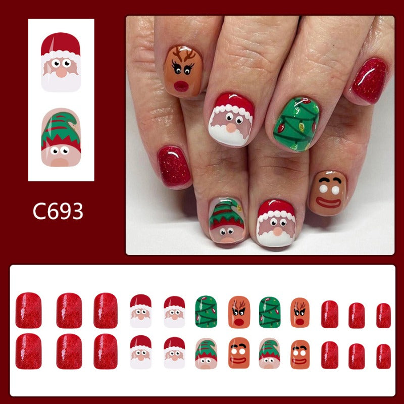 Wholesale 24 Pieces/box Christmas Cute Elk Nails Kits Nail Stickers ACC-NS-GuaiXL122