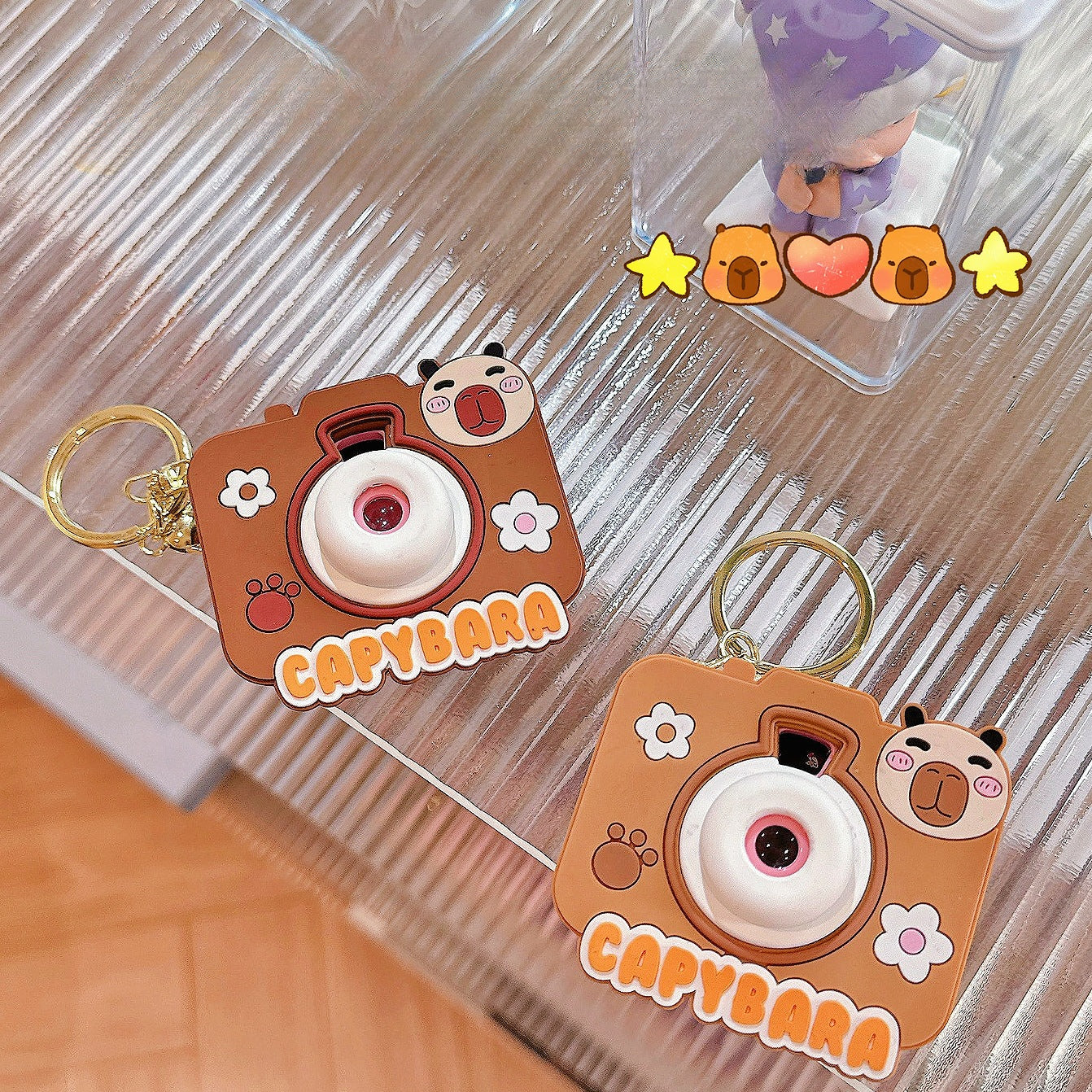 Wholesale Creative Keychain Small Capybara Luminous Silicone Camera Keychain ACC-KC-SJ017
