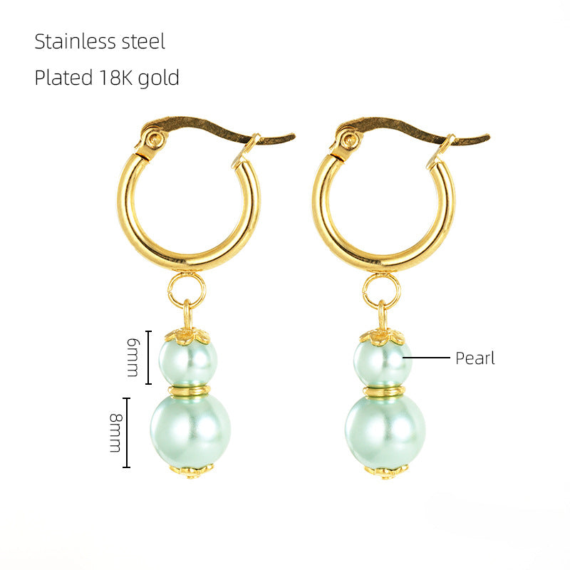 Wholesale Ethnic Style Small Gourd Inlaid with Jasper Agate Gold-plated Stainless Steel Earrings ACC-ES-ZhongXin007