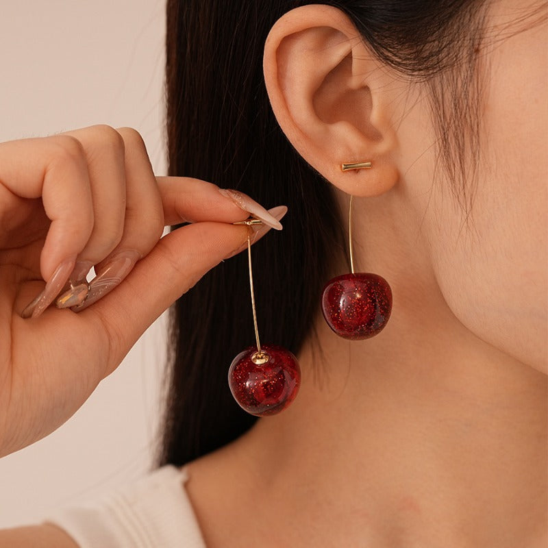Wholesale Resin Dyed Cherry Earrings ACC-ES-JingQiao006