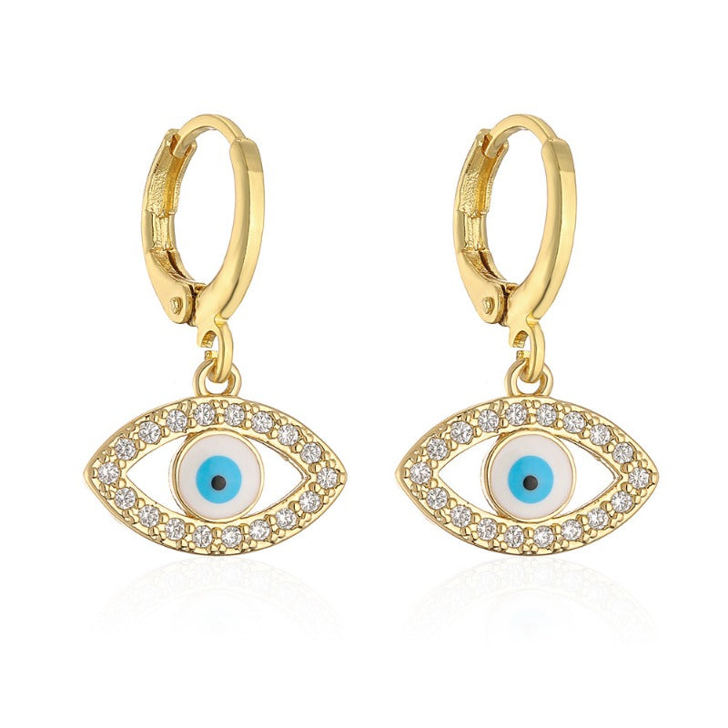 Wholesale Oil Dripping Demon Eye Zircon Earrings ACC-ES-AG005