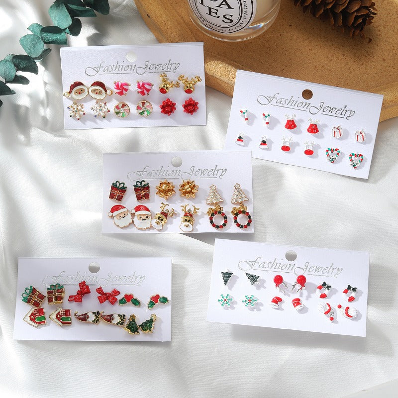 Wholesale Christmas Snowflake Bell Earrings Combination Set ACC-ES-HanSJ002