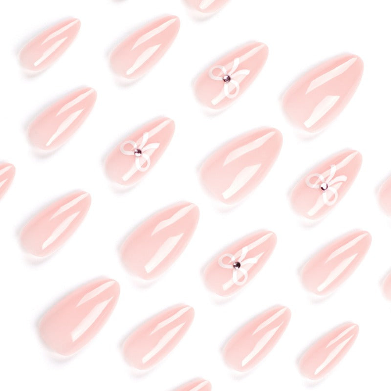 Wholesale 24 Pieces/box White Bow Nails Kits Nail Stickers ACC-NS-LeFan145