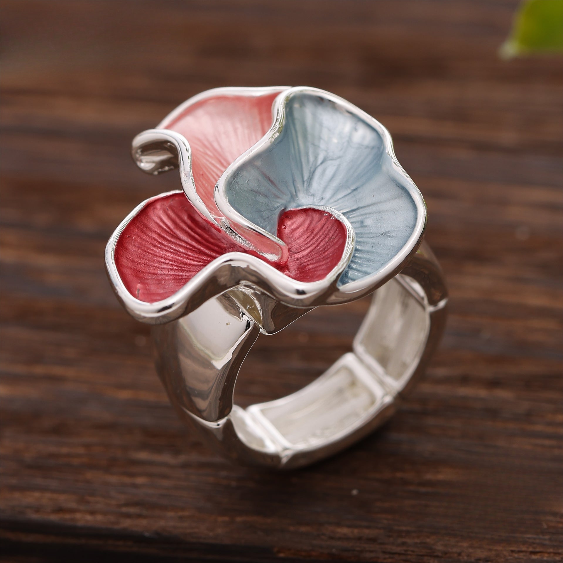 Wholesale Colorful Oil Painting Geometric Petals Alloy Rings ACC-RS-Taol001
