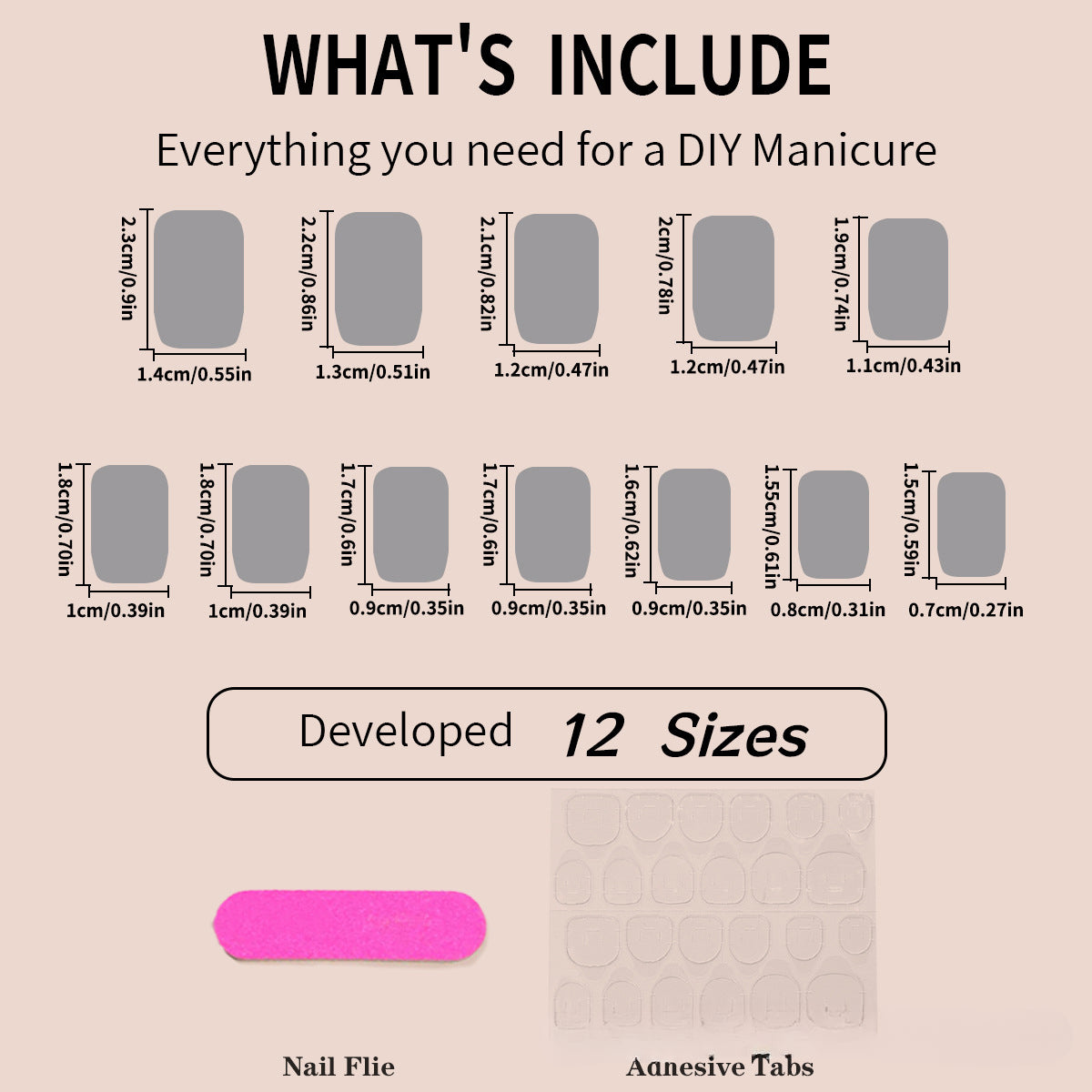 Wholesale 24 Pieces/box Nail Stickers Rectangular Pink Wearable Nail Press-on Nails Kits ACC-NS-HaoYi027