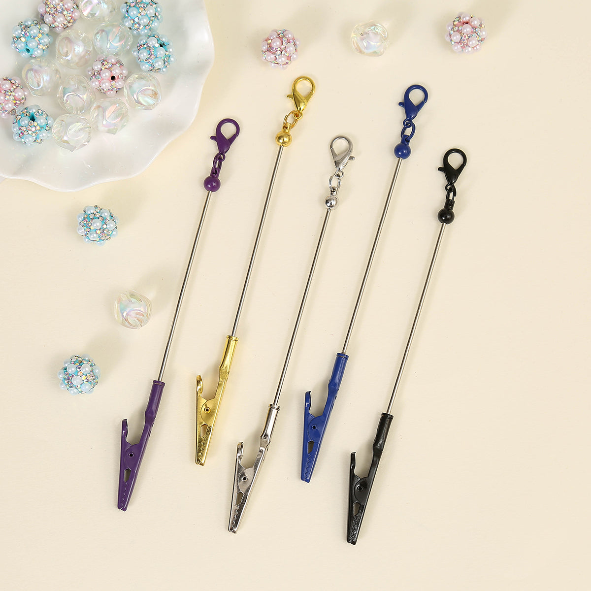 Wholesale Beadable Metal Card Grabber Keychains For Long Nails Macaron Color DIY Contactless Cards with Cards Puller ACC-008