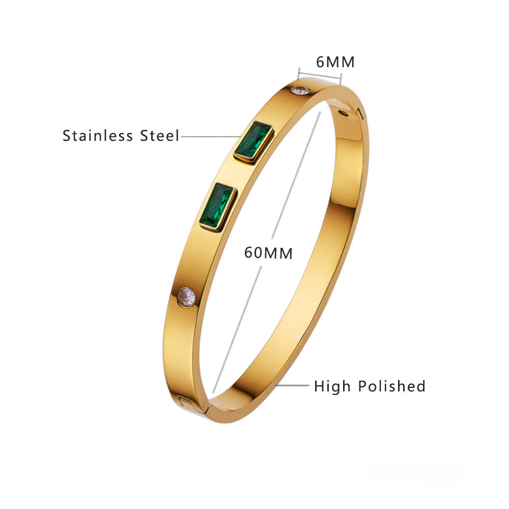 Wholesale Stacked Titanium Steel Plated 18k Gold Inlaid Diamond Bracelet ACC-BT-Feif002