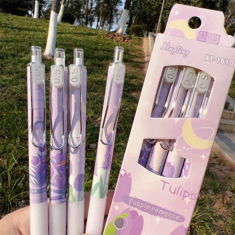 Wholesale Romantic Tulip Dark Night Rose Neutral Carbon Pen Stainless Steel ACC-PN-ShengJia001