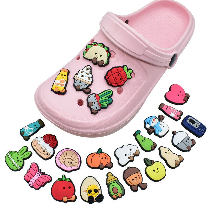 Wholesale Random 100pcs Cute Doll Series PVC Soft Rubber Shoe Buckle Decoration  ACC-SC-RYY082