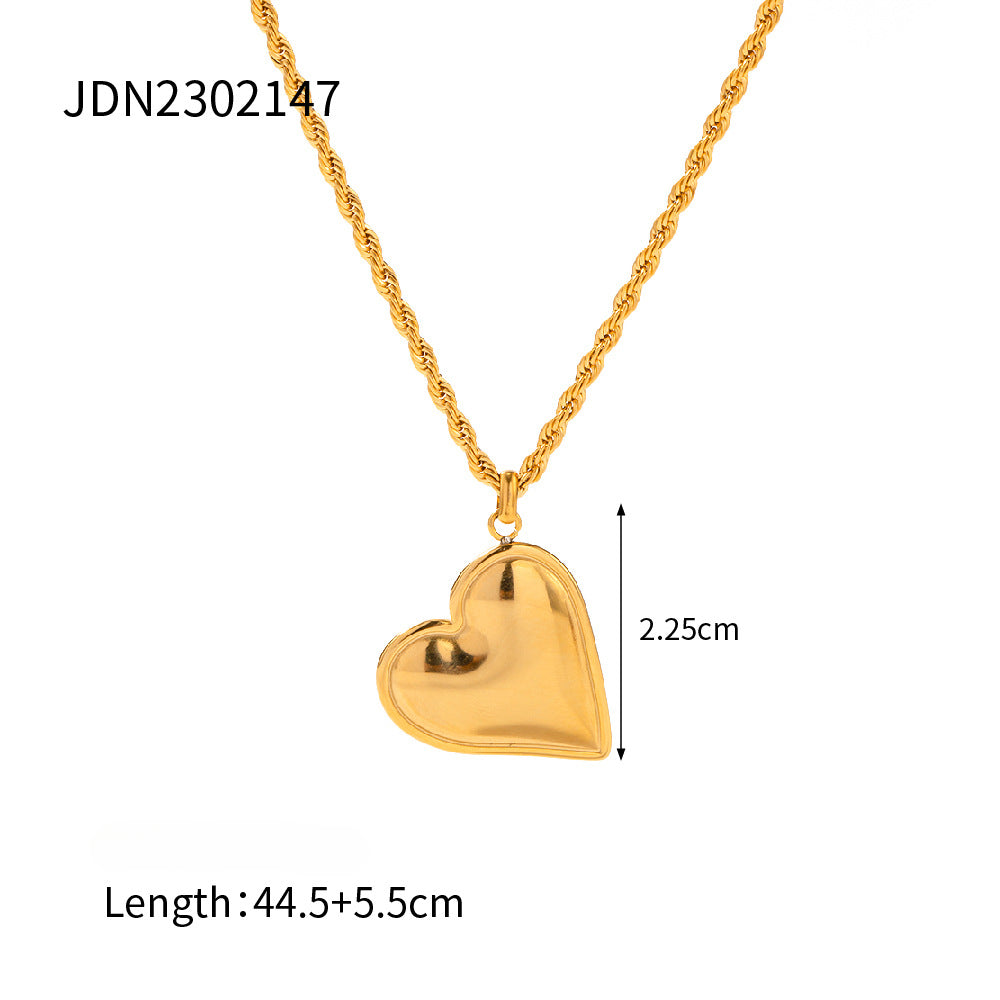 Wholesale Simple Big Heart Pendant Twist Chain Necklaces ACC-NE-WanX003