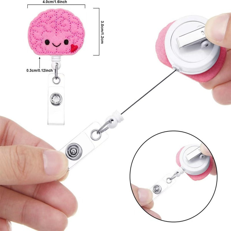 Wholesale Brain Retractable Dinosaur Sunflower Felt Embroidery Nurse Keychain ACC-KC-LingYu013